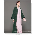 Propietario Diseñador fabricante mujeres Dubai personalizado Kimono marca OEM etiqueta Moda Frente azul marino frente abierto abaya